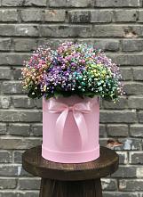 Цветочная композиция из Гипсофила и Розы в шляпной коробке #REPLACE_PRED# Перлевке