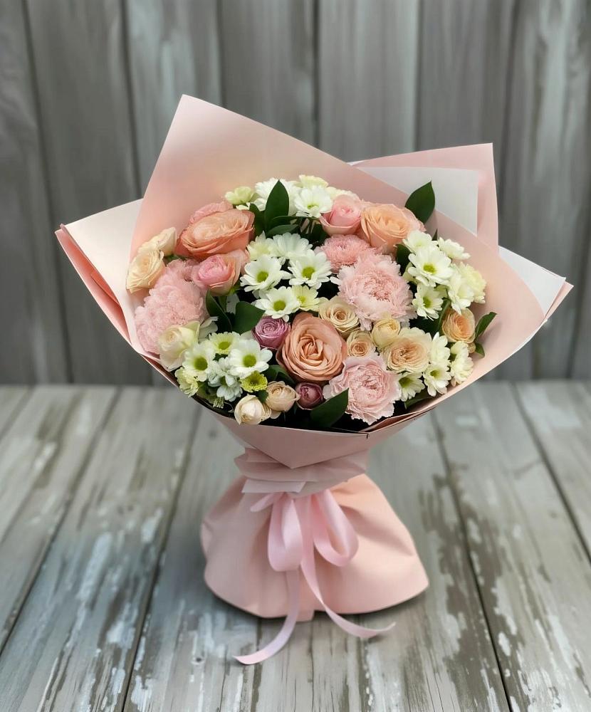 Букет цветов из: Гвоздики, Розы и Хризантемы в Перлевке