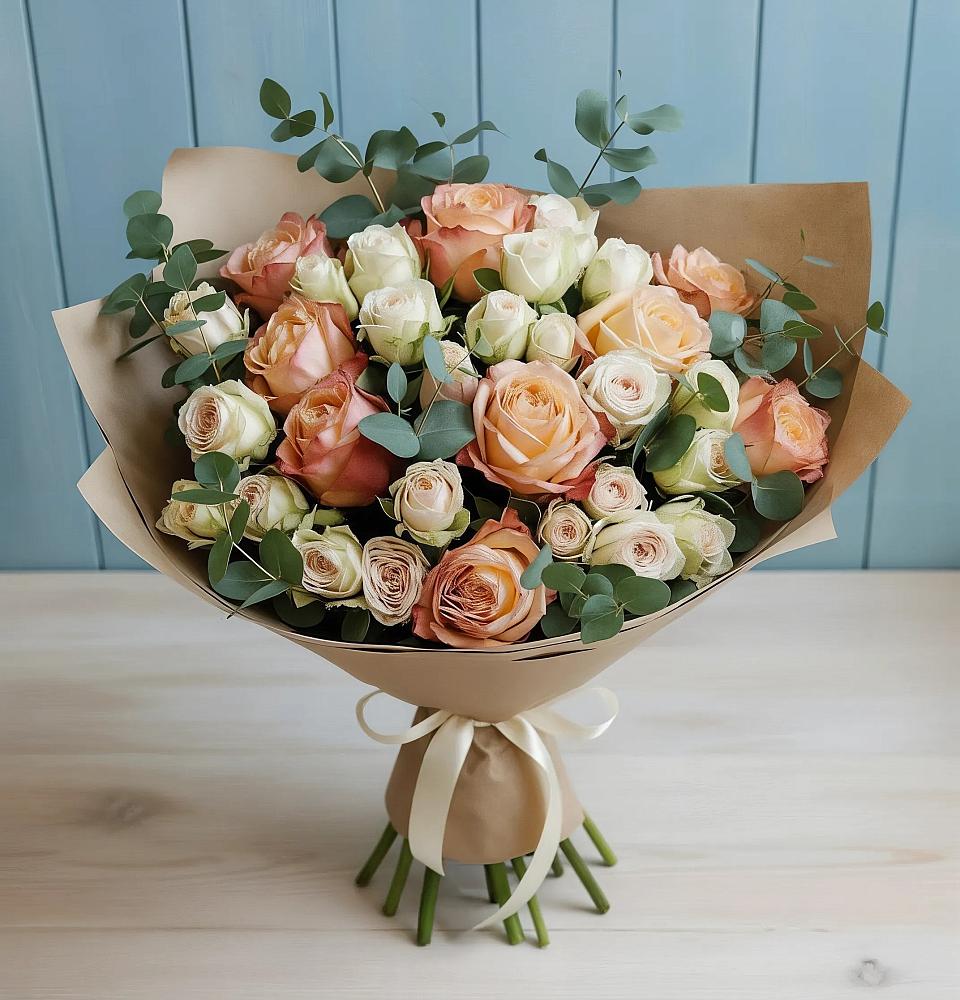 Букет цветов из: Альстромерии и Розы в Перлевке