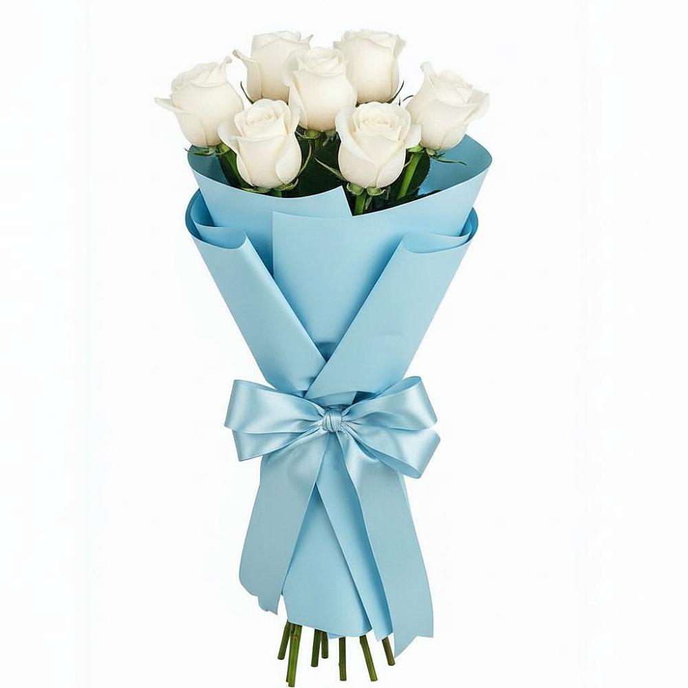 Букет 7 белых роз Проуд в Перлевке