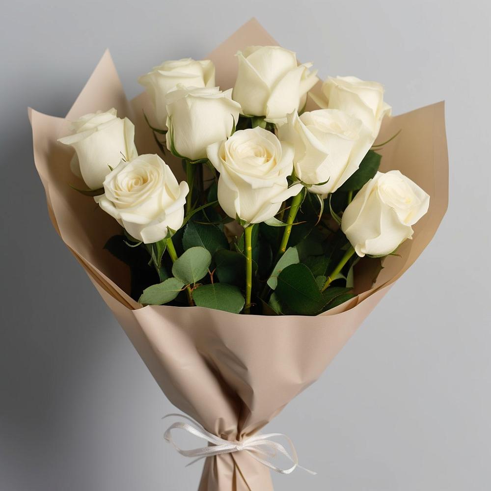 Букет 9 Белых роз Эдлесс Лав в Перлевке