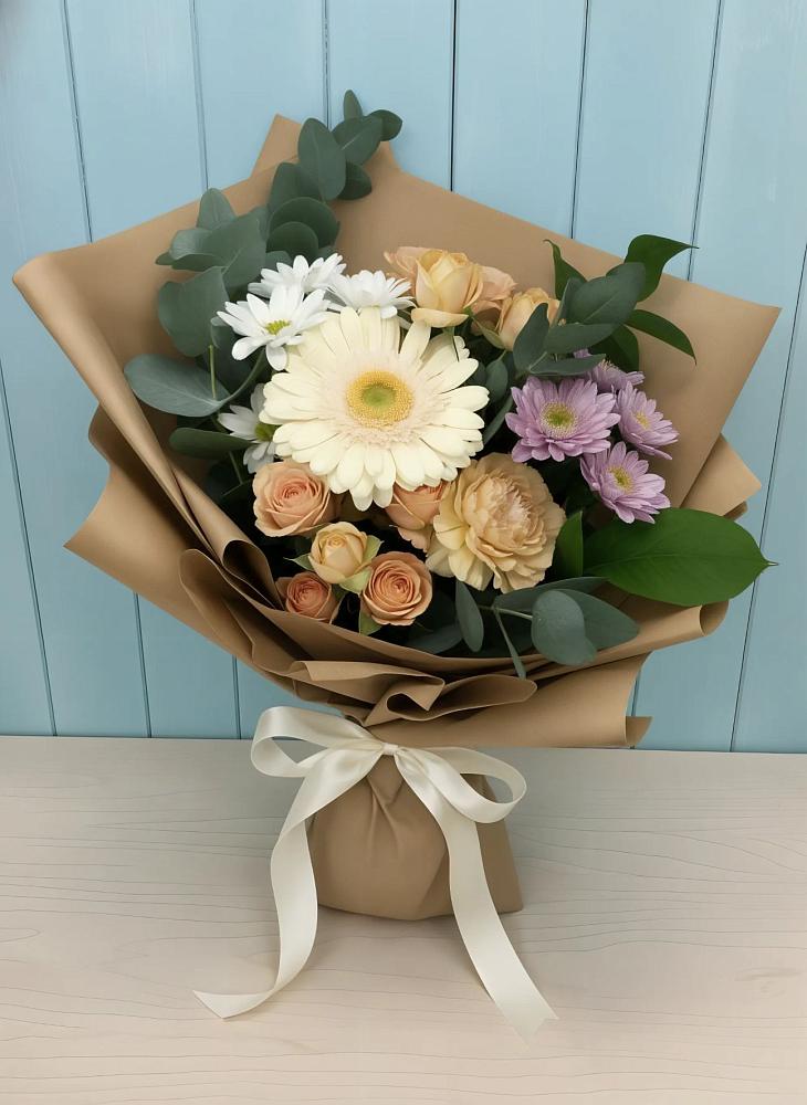 Букет цветов из: Герберы и Хризантемы в Перлевке
