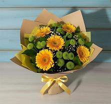 Букет цветов из:  Герберы и Хризантемы в Перлевке