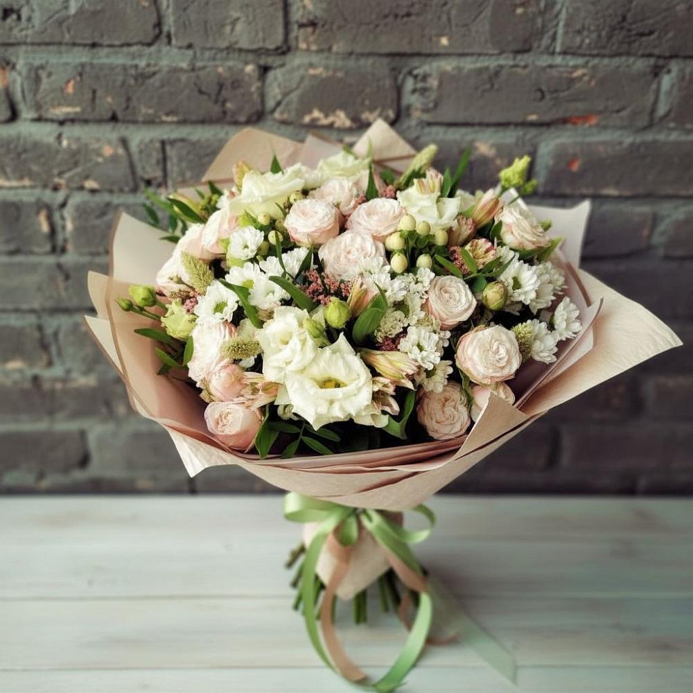 Букет цветов из: Альстромерии, Розы и Хризантемы в Перлевке