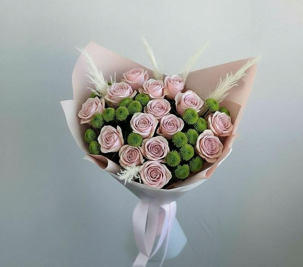 Букет цветов из: Розы и Хризантемы в Перлевке