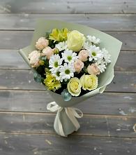 Букет цветов из:  Альстромерии, Розы и Хризантемы в Перлевке