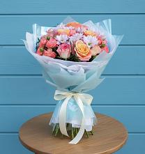 Букет цветов из:  Хризантемы и Розы в Перлевке